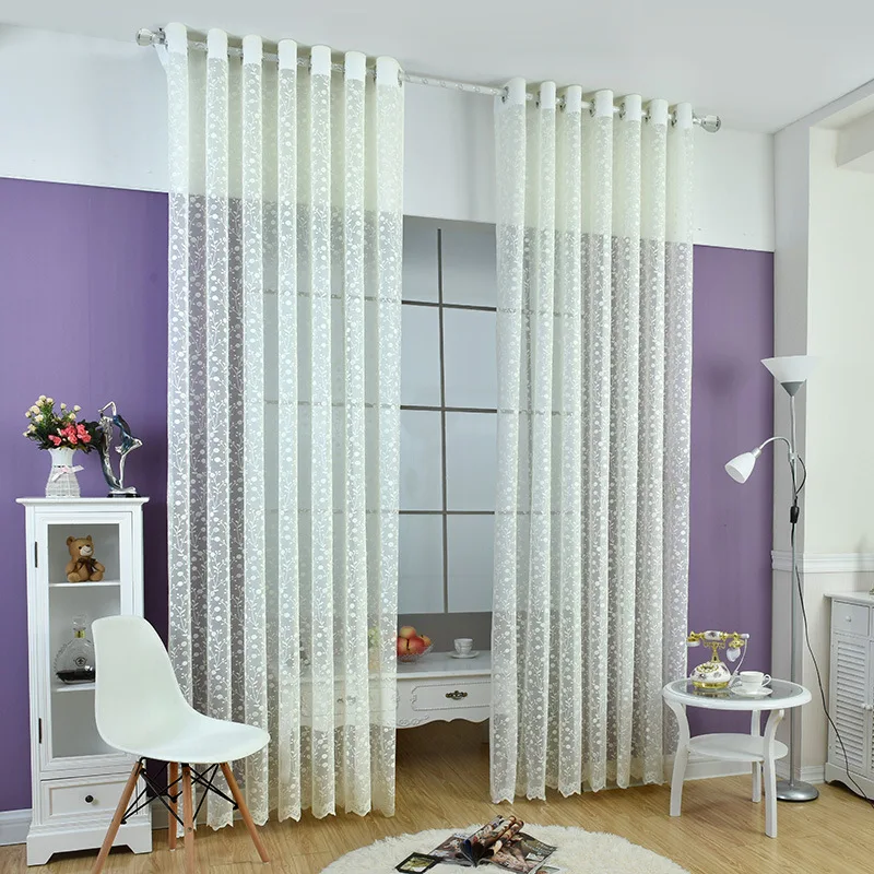 

Custom-made European luxury lace tulle curtains Living Room High - grade embroidery Voile Curtain for Bedroom/kitchen 3 colors