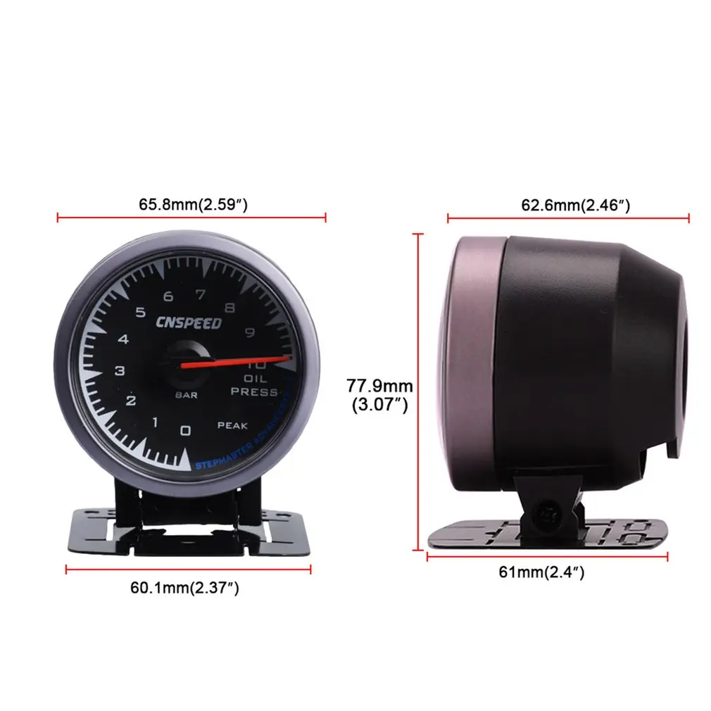 CNSPEED 2.5&quot/60mm 12V 7 Colors LCD Pointer Auto Car Oil Press Gauge BAR Pressure Guage For Racing Meter | Инструменты