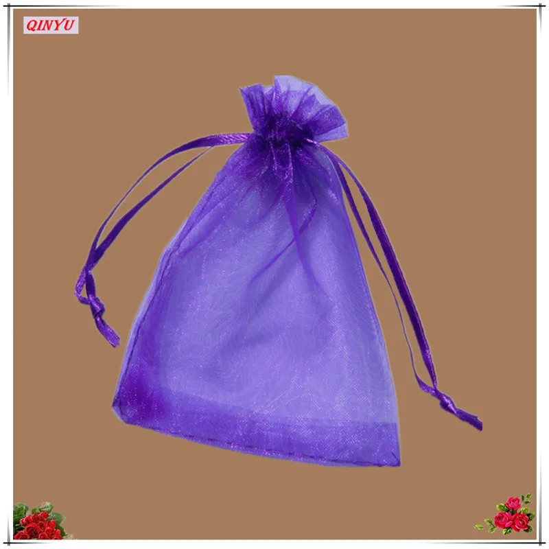Dark purple Sky Elina, 50 шт., разноцветные прозрачные сумки из органзы для украшений, украшения для свадебной вечеринки, подарочные сумки для конфет 5Z - Цвет: Dark purple