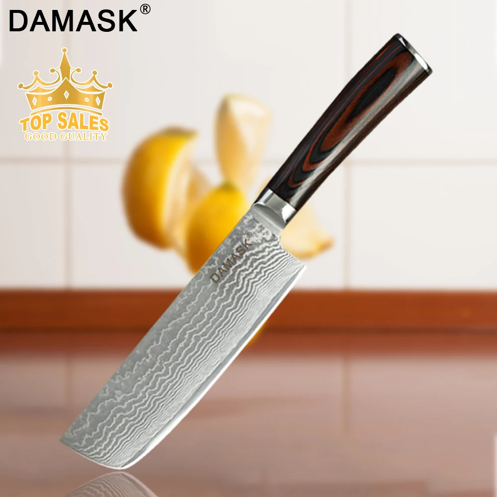 DAMASK кухонный нож шеф повара утилита для измельчения фруктов Santoku