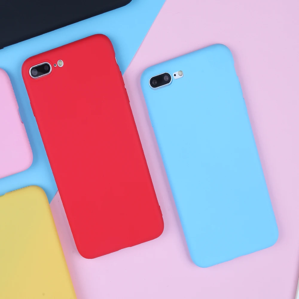 Чехол для iPhone 7 телефона ярких цветов 6 6s 8 X Plus 5 5S SE XR XS Max простой однотонный