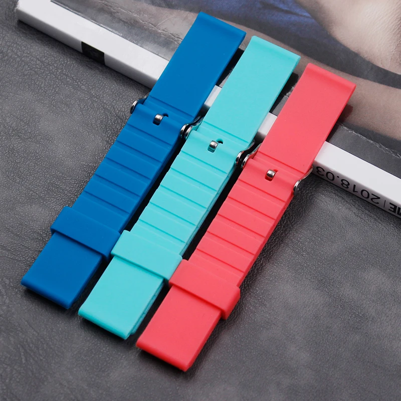 Silicone strap men's 20mm ladies outdoor sports waterproof and sweat-proof rubber strap accessories pin buckle