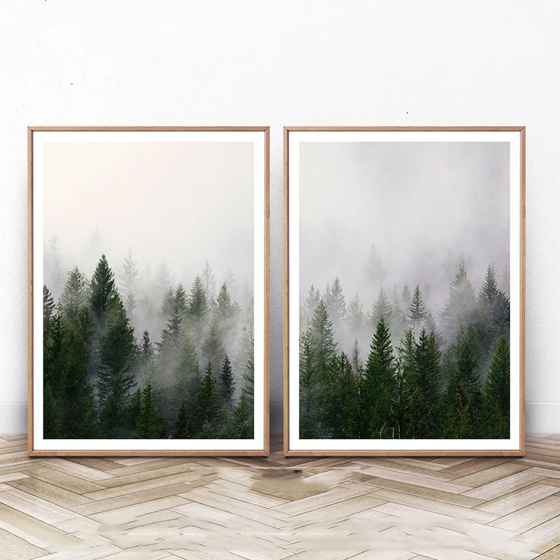 Nordic Decoration Forest Lanscape Wall Art Canvas Poster Print Scandinavian Painting Decorative Picture for Living Room | Дом и сад