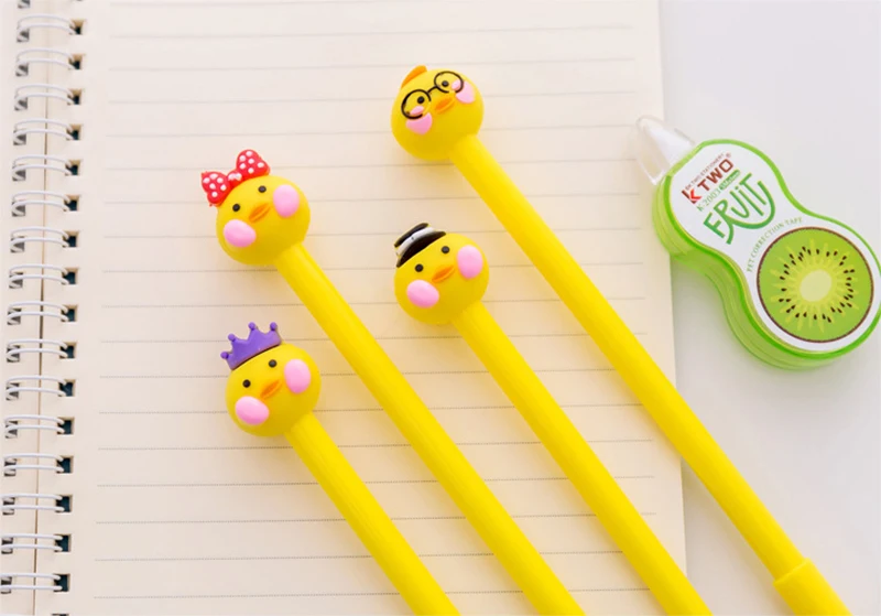 1 шт. милая маленькая Желтая утка гелевая ручка Kawaii студенческая школа ручки для подписи пишущие инструменты принадлежности Escola Papelaria канцелярские принадлежности