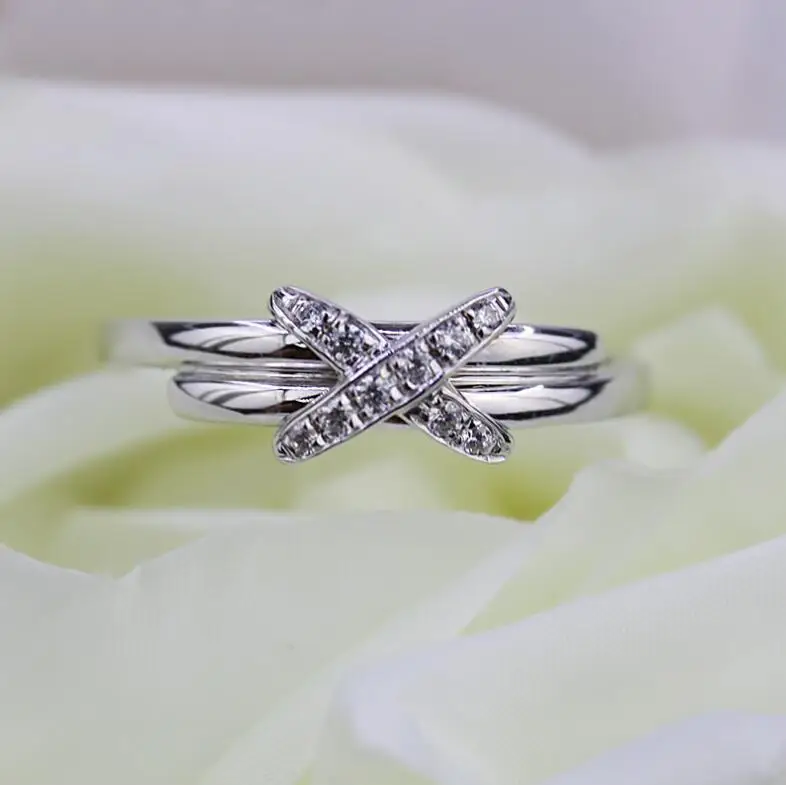 Серебряное кольцо из чистого серебра 925 пробы с буквой X розовое золото на
