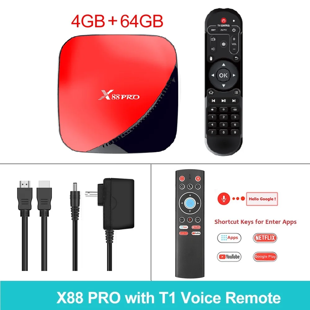 4G64G T1 air mouse X88 Pro Смарт ТВ приставка Android 9,0 ТВ приставка 4 Гб ОЗУ 64 Гб 128 ГБ макс RK3318 USB3.0 H.265 Netflix Youtube ТВ приставка Android ТВ приставка 4K ТВ приставка - Цвет: 4G64G T1 air mouse