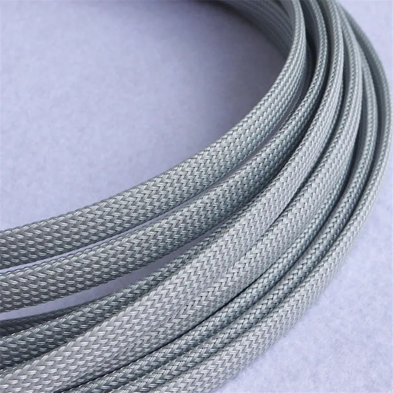 

Gray - High quality 10mm Braided PET Expandable Sleeving High Density Sheathing Plaited Cable Sleeves 1M