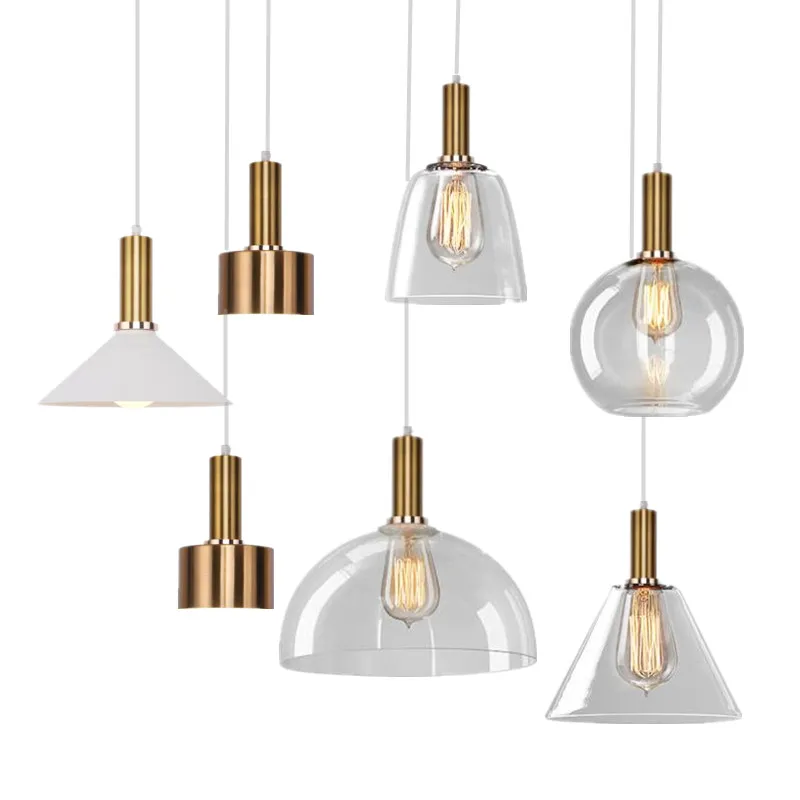 

Европейский светодиодный подвесной светильник, винтажная стеклянная алюминиевая лампа, современный светильник для гостиной, столовой, бар...