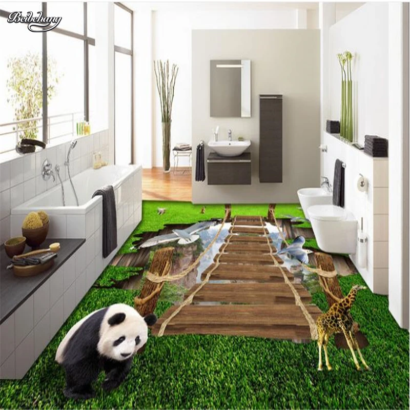 Большая 3d Роспись на заказ большой альпийский деревянный мост животное мир пол