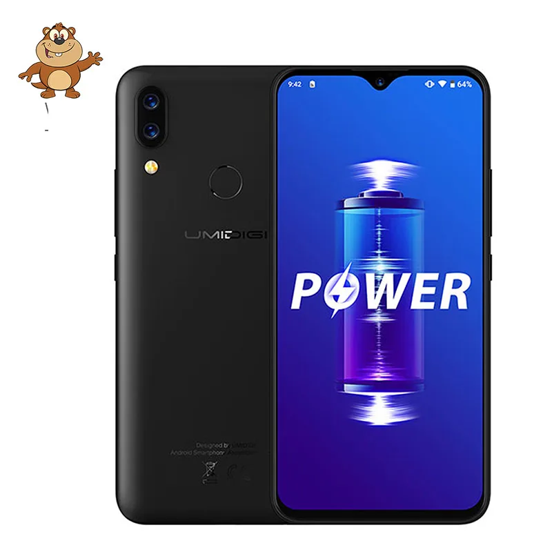 UMIDIGI power Android 9 0 5150 мАч большая батарея 18 Вт 6 3 'FHD + экран капли воды 4 Гб 64 Helio P35