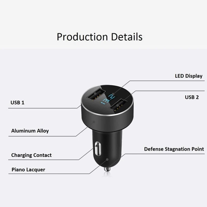 Автомобильное зарядное устройство с двумя usb-портами 3,1 А, светодиодный дисплей, универсальное автомобильное зарядное устройство для мобильного телефона Xiaomi, samsung S8, iPhone 6, 6s, 7, 8 Plus, планшет