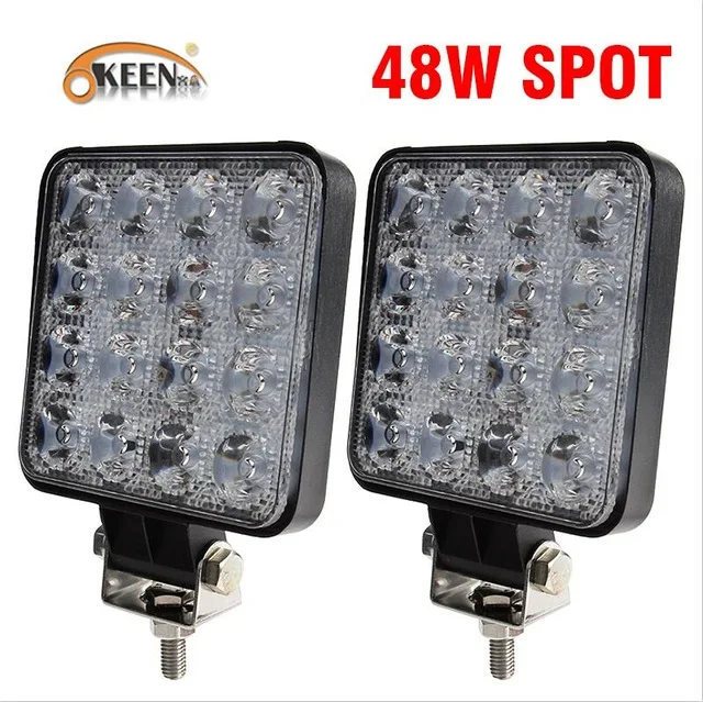 2pcs Spot 48W OKEEN 4 дюйма 10 см 18 Вт 27 Вт 48 Вт внедорожный автомобиль 4WD грузовик тягач лодка прицеп 4x4 внедорожник ATV 12 В точечный прожектор светодиодный светильник - Цвет: 2pcs Spot 48W