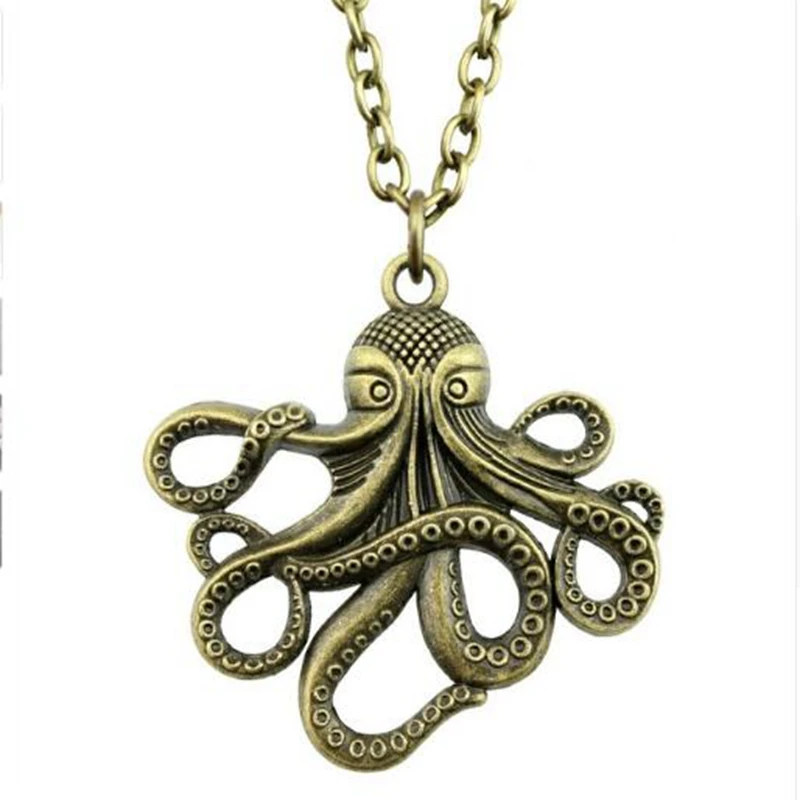 Мужские и женские подарочные амулеты ожерелье с большим Осьминогом животными винтажное старинное