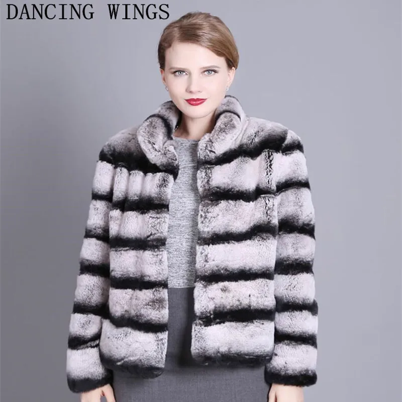 XS-6XL Winter Thick Chinchilla Color Real Fur Coat For Women Genuine Rex Rabbit Fur Coat Overcoat Jacket enlarge