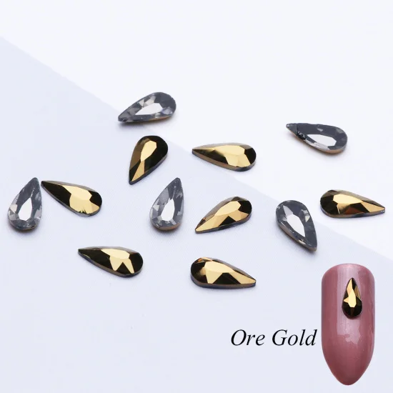 Ore Gold Полная красота 10 шт. украшения для дизайна ногтей камень AB семена капли воды Кристаллы Стразы для 3D маникюра шпильки аксессуары для ногтей CHR11 - Цвет: Ore Gold