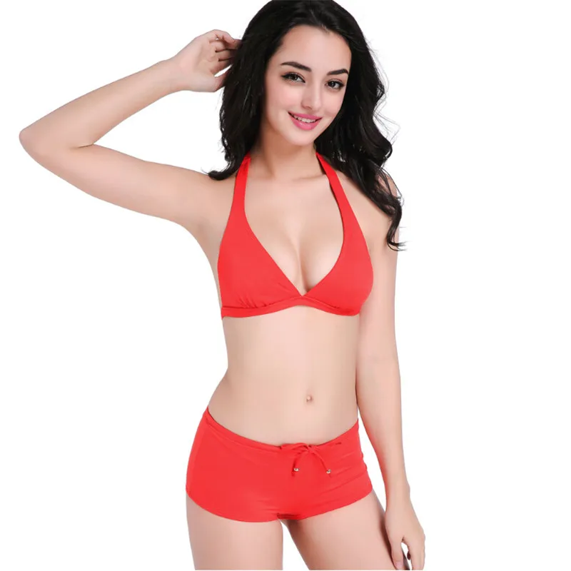 2017 popular Sexy Bathing Suits Bikini Set Halter Top Bikinis Women Swimwear Push Up Retro Female Swimsuit Beachwear |