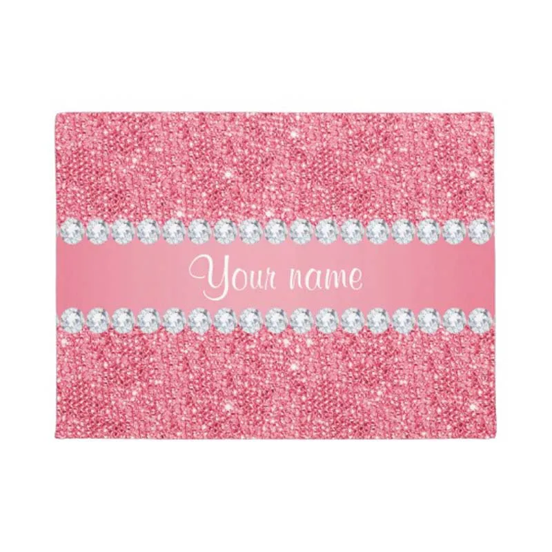 

Faux Pink Sequins and Diamonds Doormat Home Decoration Entry Non-slip Door Mat Rubber Washable Floor Home