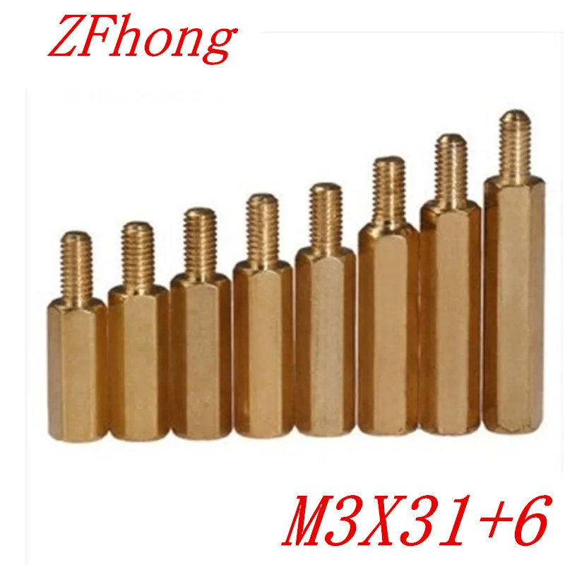 

100PCS M3 x 31+6 M3*31 male to female brass standoff spacer