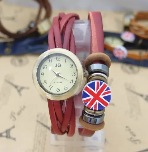 Новое поступление модные с флагом Великобритании кожаные часы для женщин
