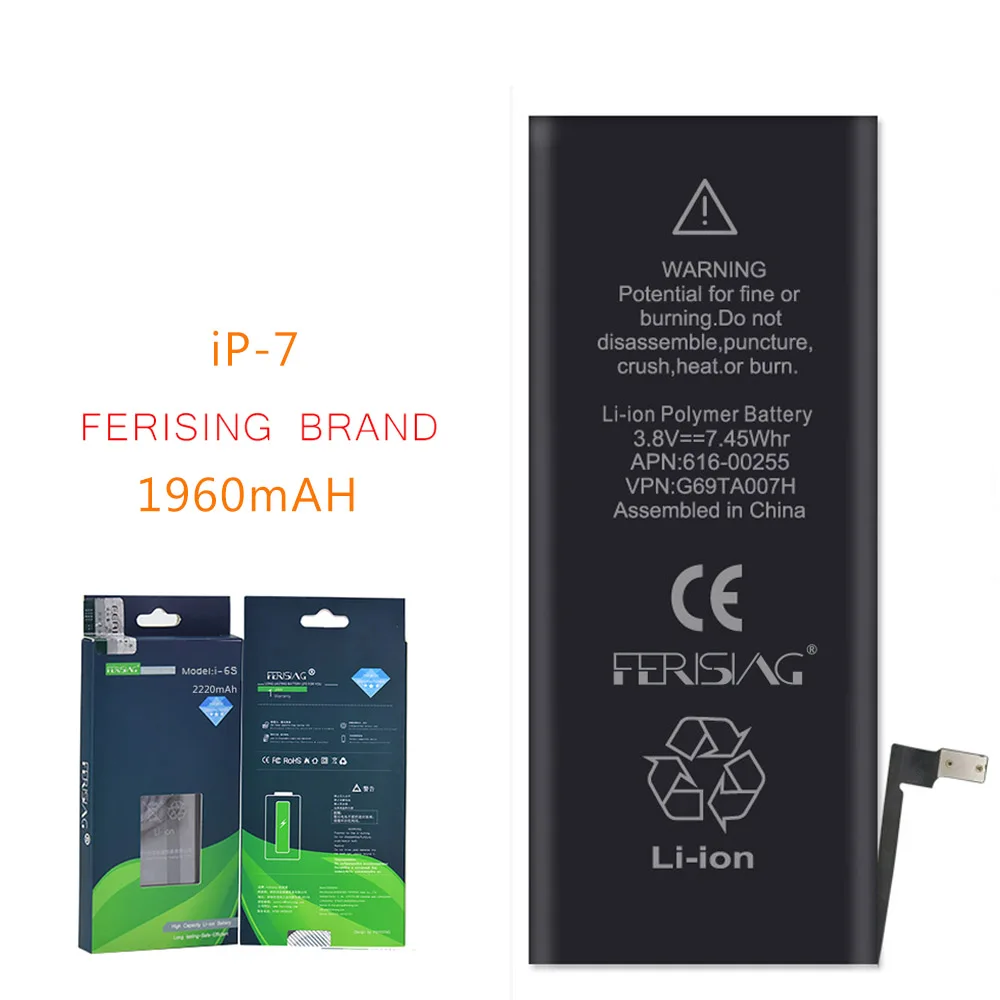 Оптовая продажа (сделано в 2020) FERISING Новый OEM телефон батарея для iPhone 7 оригинальный