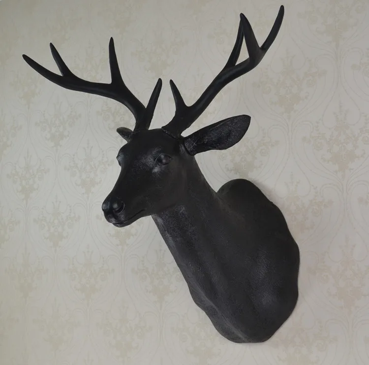Полный размер настенный бак бюст черный голова оленя трофей стены искусства