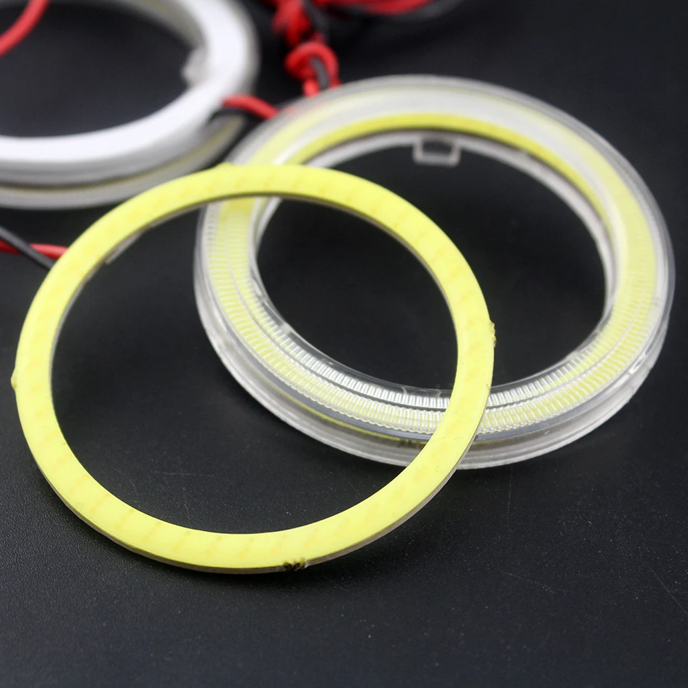 YM E-Bright 2 шт. COB светодиодный ангельские глазки 80 мм 63 SMD 8 см 12 В Авто Halo Кольцо автомобиль мотоцикл с более белый синий красный зеленый желтый микс