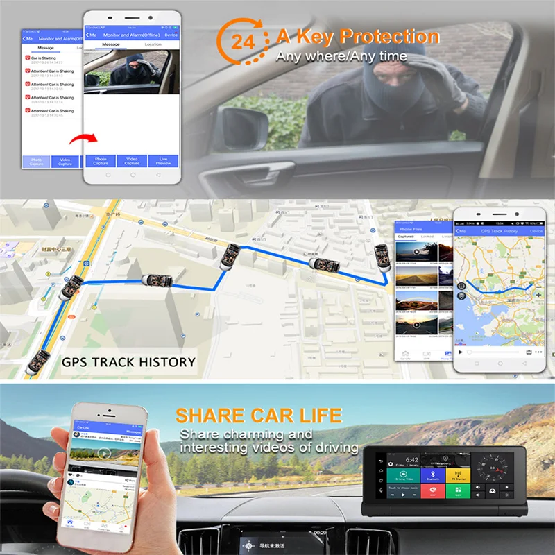 AfmoDVR 7 &quotADAS Автомобильный dvr gps Android Автомобильная камера wifi 1080 P Dash Cam видео