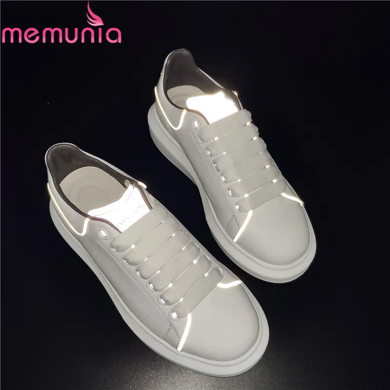 Женские кроссовки из коровьей кожи MEMUNIA весенне осенние Светоотражающие на
