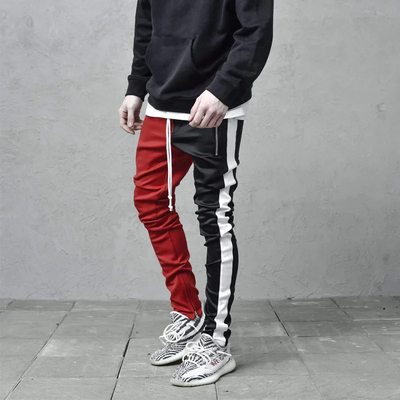 red black Хлопок, мужские Модные Спортивные штаны, мужская повседневная Уличная одежда, штаны для бега, фитнеса, для улицы, бодибилдинга, мужская одежда - Цвет: red black