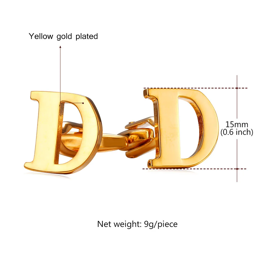 Запонки высокого качества для мужчин Алфавит D Начальная буква золото/цвет