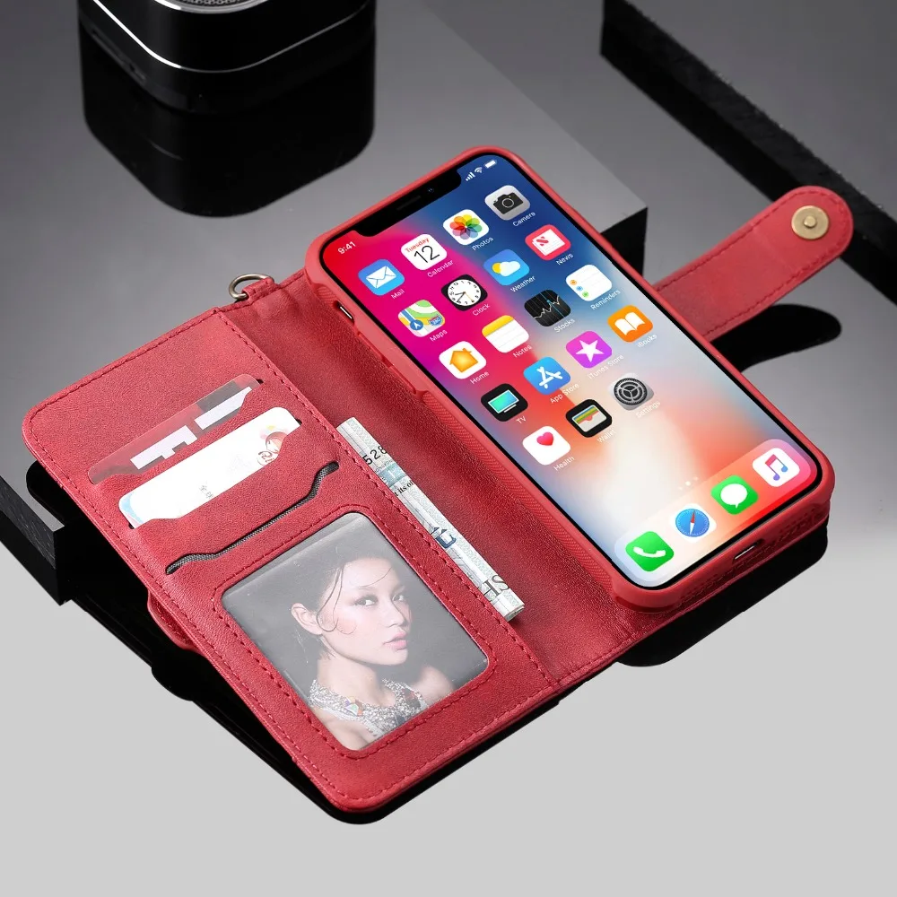 Флип-чехол-книжка для iPhone XR XS, роскошный Съемный кожаный бумажник, чехол для телефона s, Магнитная Крышка для iPhone 11 XS Max 7 8, чехол