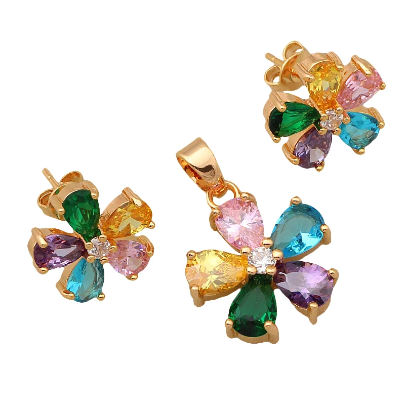 Оптовая и розничная продажа Мода cz набор украшений для женщин Мульти Cubic Zirconia