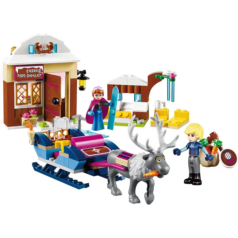 Disney игрушки Замороженные принцесса Анна и Kristoff'S сани Приключения строительных блоков Подарите вашему ребенку best подарки на день рождения