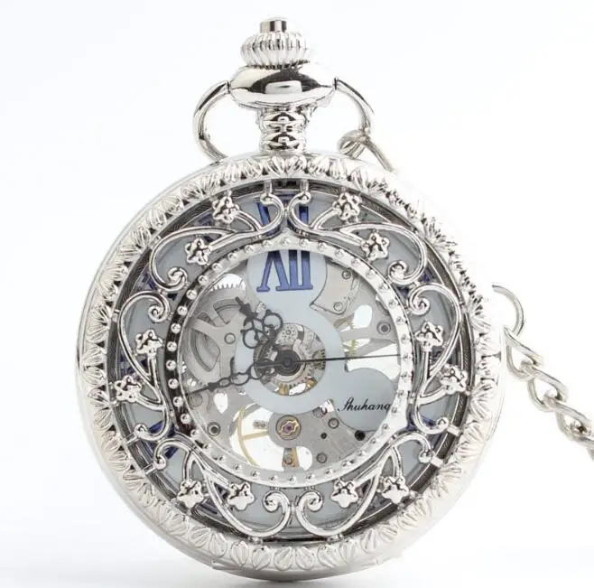 Vintage Steampunk Hollowed Secret Garden Mechanical Pocket Watch Hand Wind Skeleton Roman Dial Men Watches for Christmas | Наручные часы