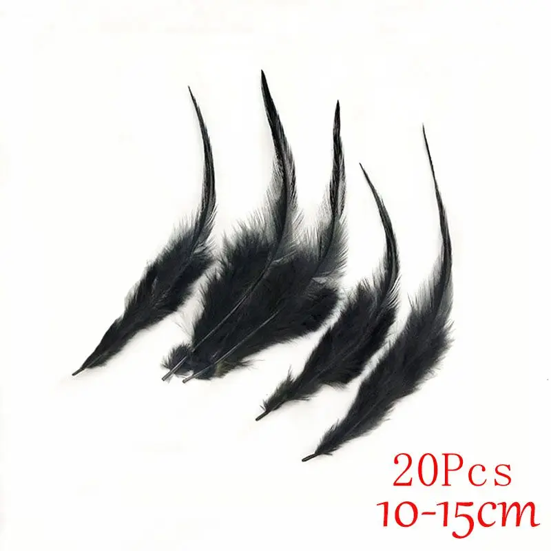 Chicken feather 20 шт черные Страусиные гусиные перья для рукоделия крашеные перья фазана петуха для изготовления ювелирных изделий вечерние украшения для дома - Цвет: Chicken feather