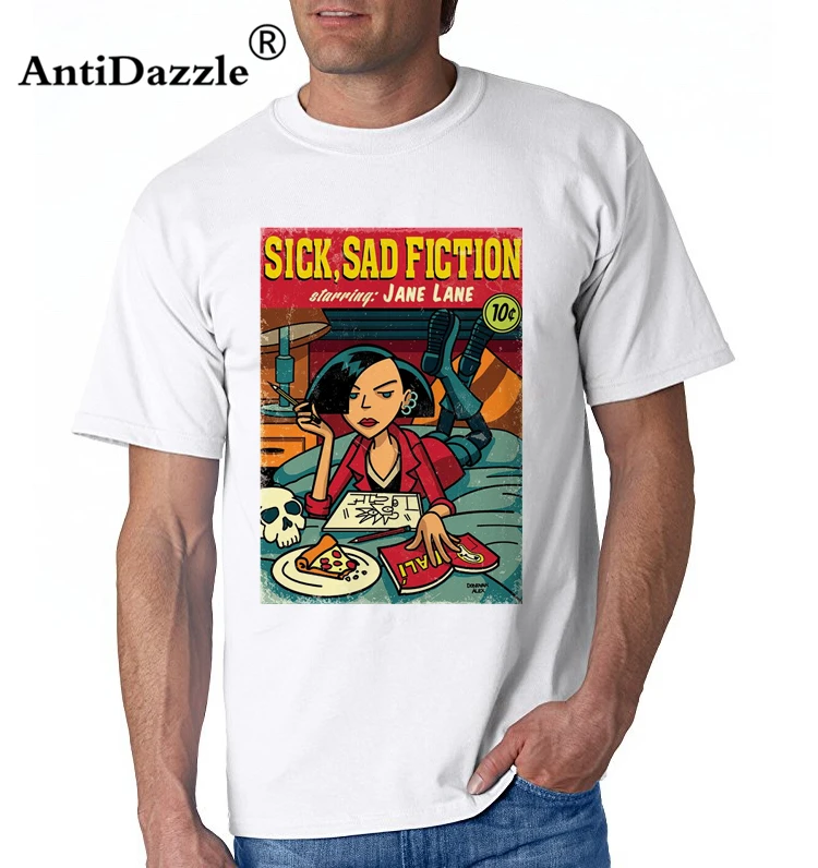 Sick Sad Fiction Men T-Shirt Daria Pulp Man TShirt Short Sleeve Fitness Oversized Brand Clothing Cotton O-Neck Tee Shirt |