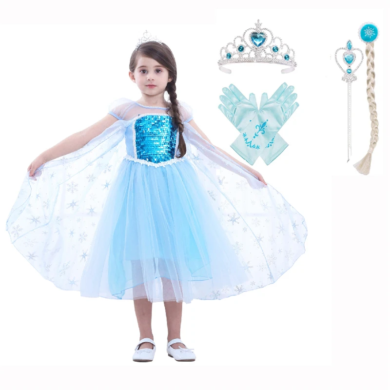 DAYLEBABY Girls Dress Elsa Party Vestidos Cosplay Girl Clothing Anna Snow Queen Print Birthday Princess Kids Costume | Детская одежда и
