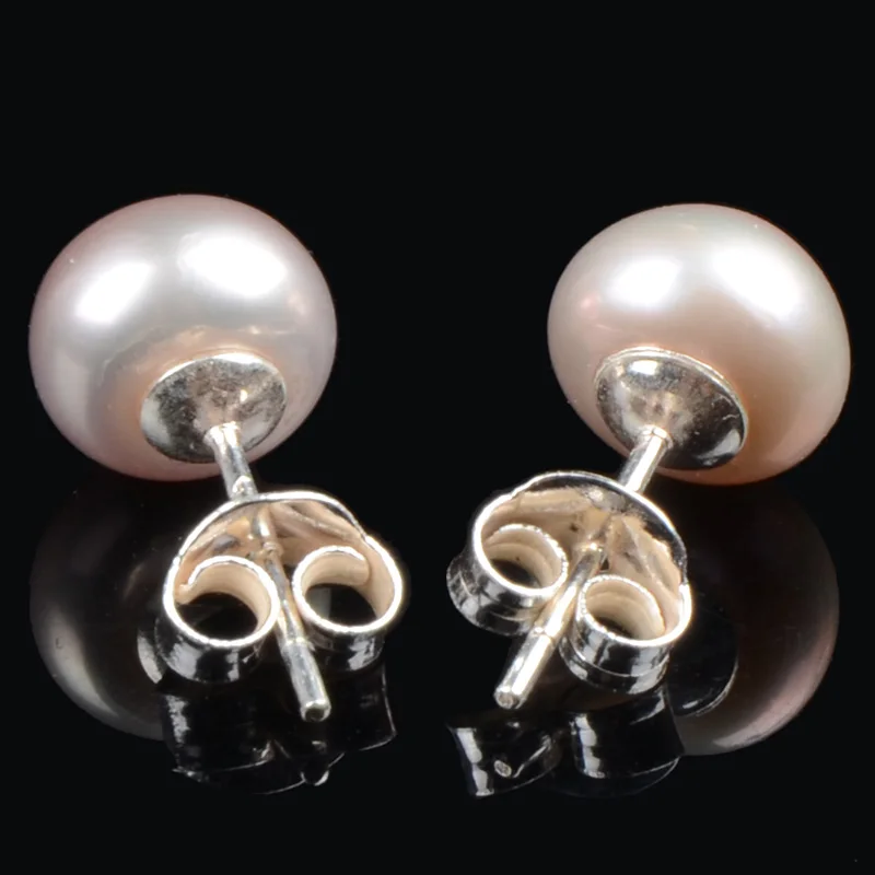 Женские серьги гвоздики из серебра с натуральным жемчугом 8 мм|earrings coins|earring ledearrings