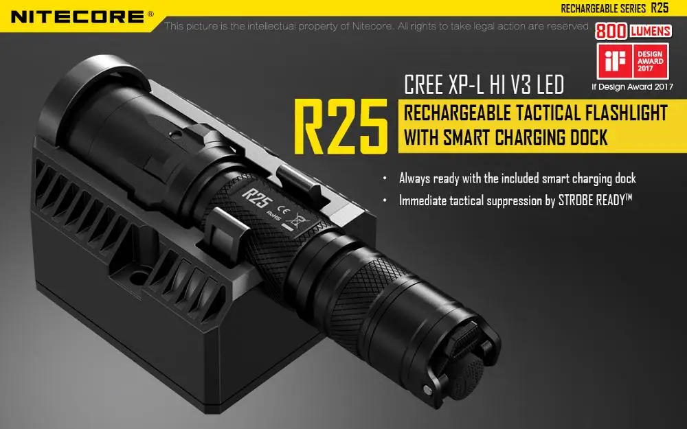 Бесплатная доставка перезаряжаемый тактический фонарь NITECORE R25 CREE XP L HI V3 LED max.800LM