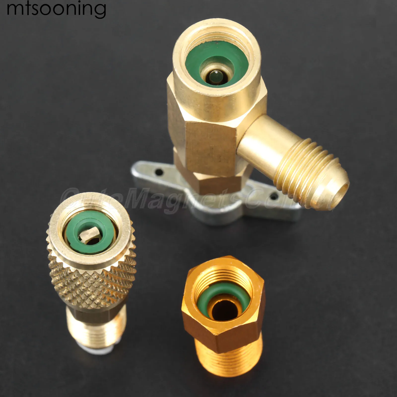 Mtsooning 5 шт R-1234yf Может нажмите адаптер фитинги Комплект R134a R12 для 1/4 SAE 1/2 дюймовый ACME LH для R134a брандспойт клапан комплект