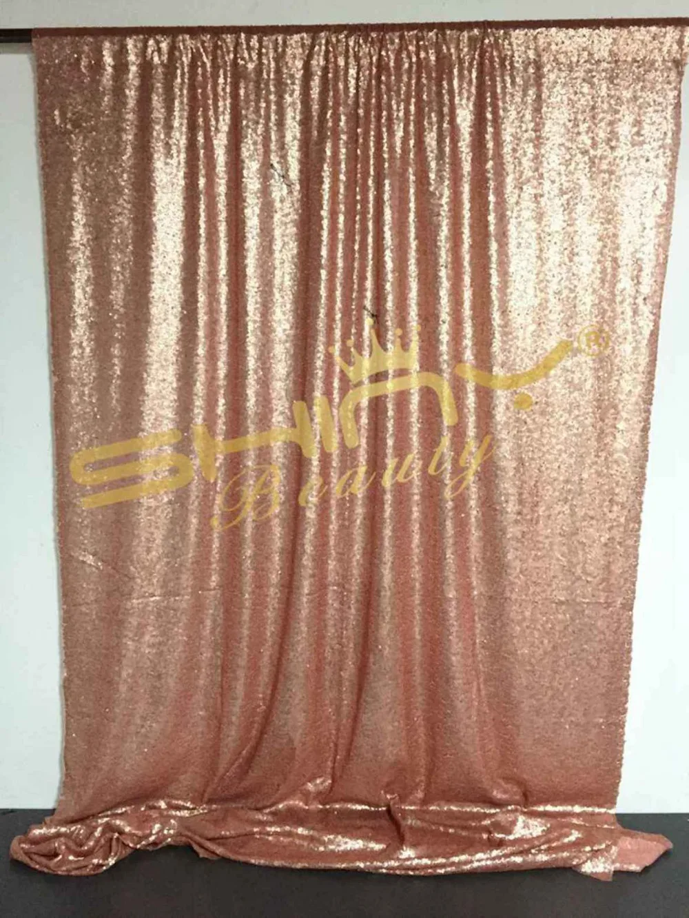 ShinyBeauty цвета шампанского Румяна блесток шторы 2ftx7ft фон с пайетками для Свадебная