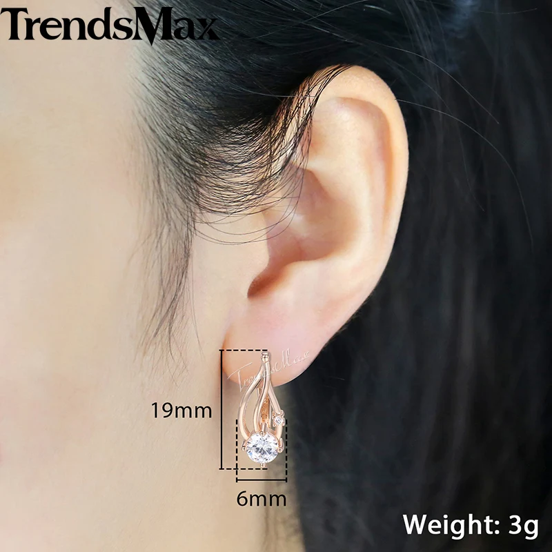Trendsmax, женские серьги, в форме листа, кристалл, кубический циркон, серьги на День святого Валентина, подарки для женщин, вечерние, свадебные ювелирные изделия KGE152