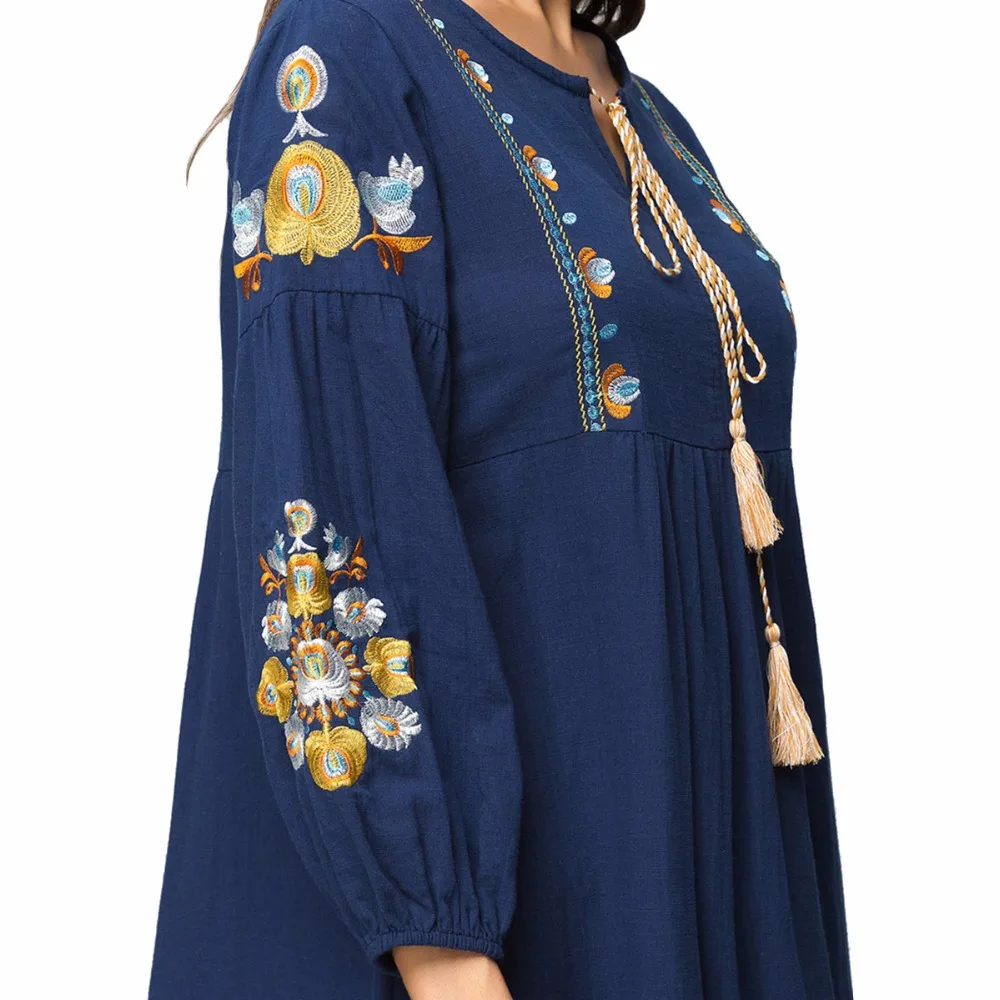 Babalet Women's Muslim Abaya Exquisite Embroidered New Dress Maxi Islamic Dubai Arabian Robe Casual Ramadan Tassel Autumn |