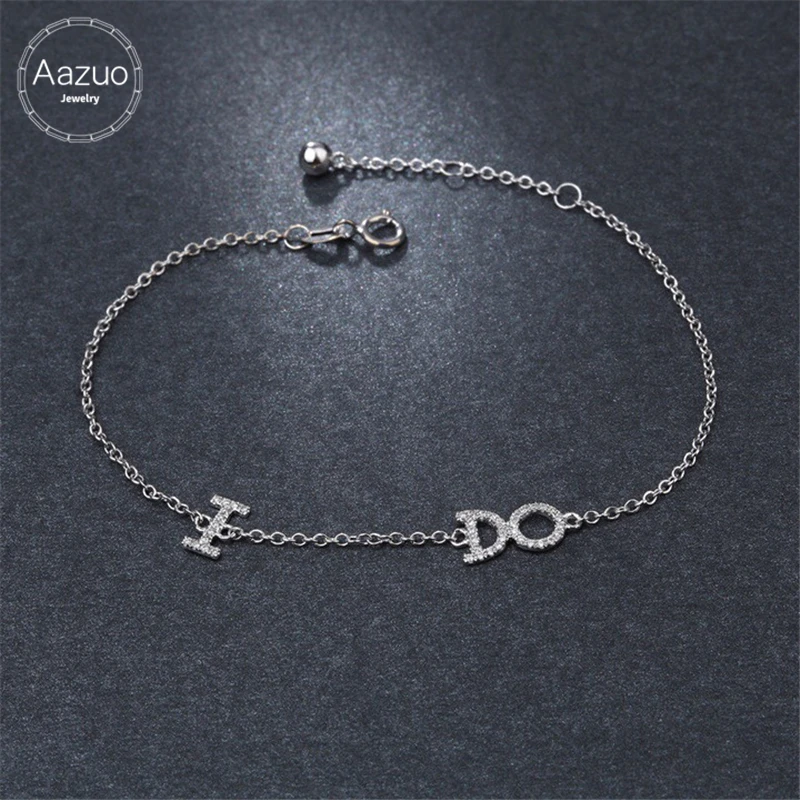 Aazuo 18 K белое золото (Au750) настоящие бриллианты микро проложенные прекрасные буквы