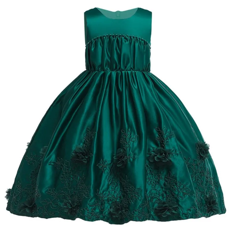 Красивые атласные платья для девочек с бантом и цветами белые черные кружевные
