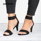 Женские босоножки из флока на квадратном каблуке LASPERAL, туфли-лодочки на высоком каблуке леопардовые на ремешке, женские модные сандалии туфли на молнии, 2019