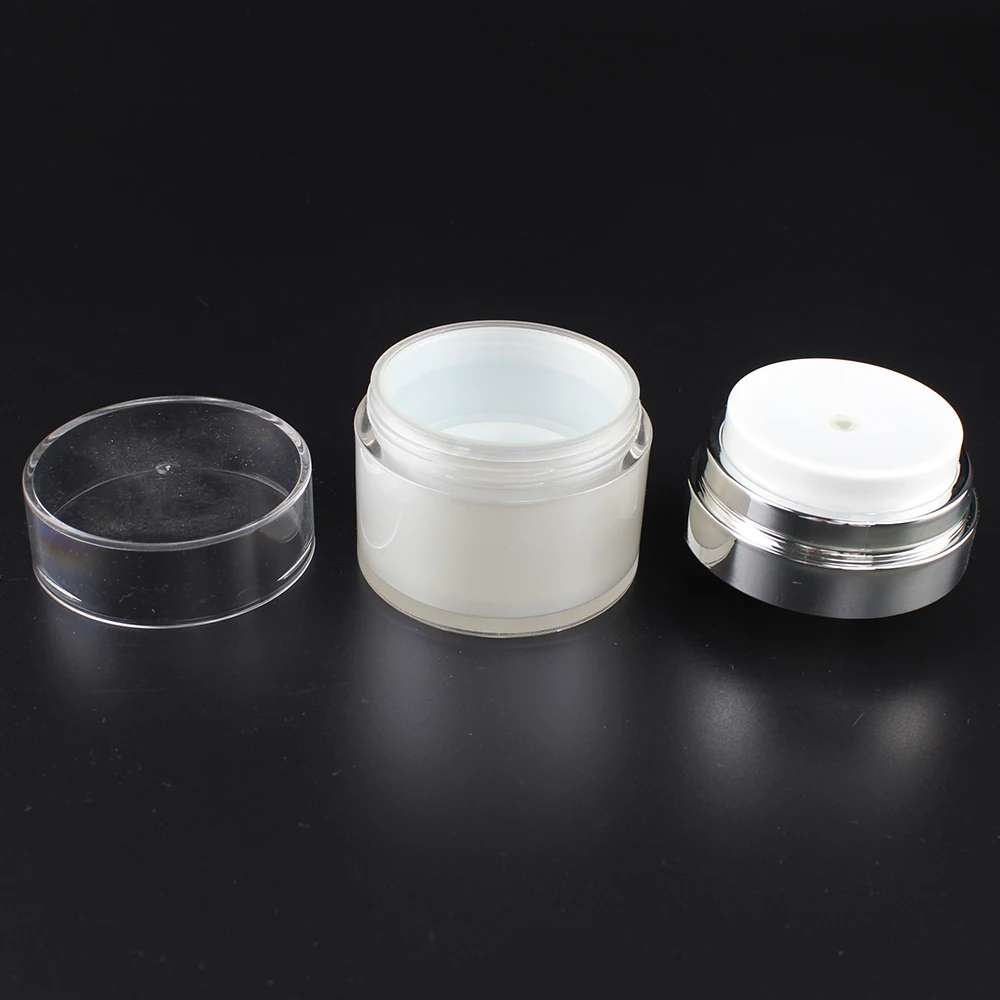 15 мл полипропиленовая бутылка с вакуумным насосом жемчужно-белая серебряным