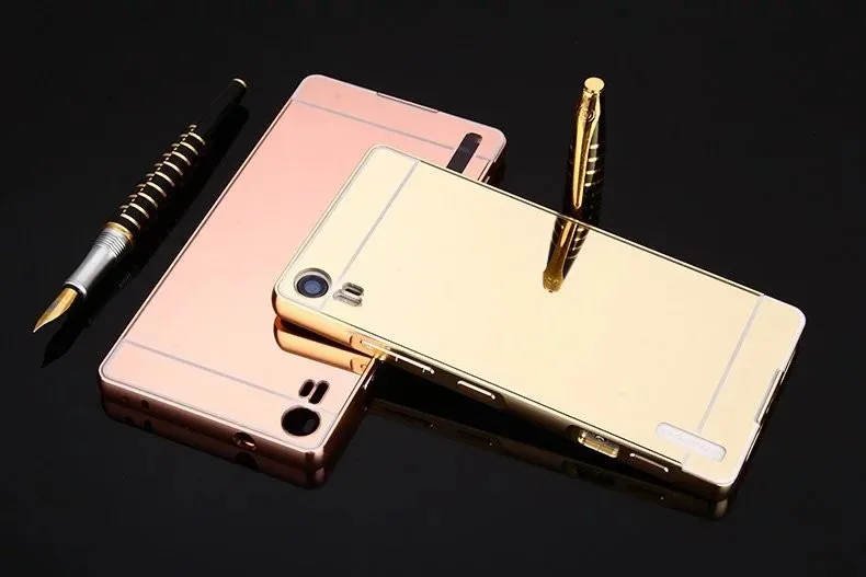Для lenovo Vibe Shot Z90 металлический алюминиевый бампер рамка чехол для lenovo Vibe Shot Z90 Z90-3 Z90-7 с зеркальной задней крышкой ПК