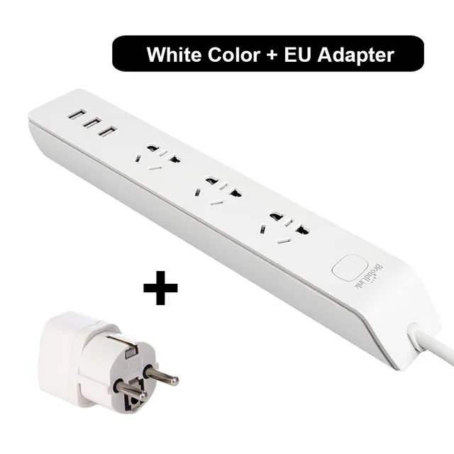 White and EU Broadlink MP2 Разъем дистанционного управления через приложение переключатель Умный дом система питания Wifi беспроводное подключение электрическое - Цвет: White and EU