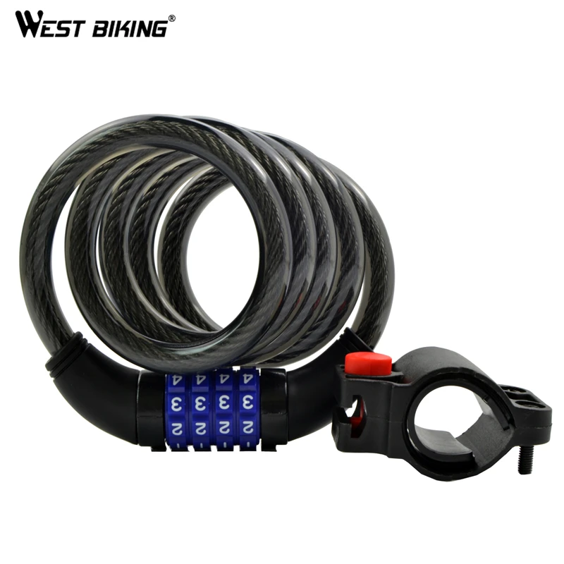 Замки велосипедные со стальной резиновой крышкой 4 цифровых кода 1200 мм x 8 | Спорт и